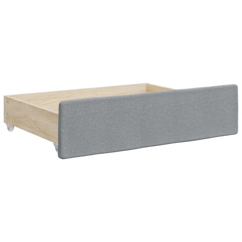 Casa si Gradina - Mobilier - Paturi si accesorii - Paturi - Pat de zi cu extensie si sertare, gri deschis, 90x190cm, textil - Infinity.ro
