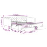 Casa si Gradina - Mobilier - Paturi si accesorii - Paturi - Pat de zi cu extensie si sertare, gri deschis, 90x190cm, textil - Infinity.ro