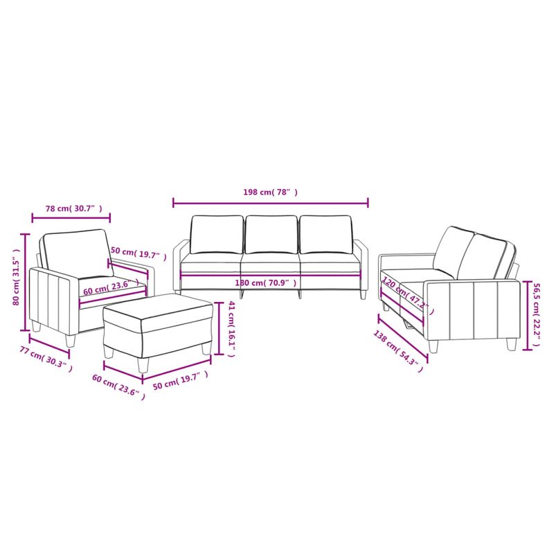 Casa si Gradina - Mobilier - Seturi de mobilier - Seturi living - Set de canapele cu perne, 4 piese, negru, textil - Infinity.ro