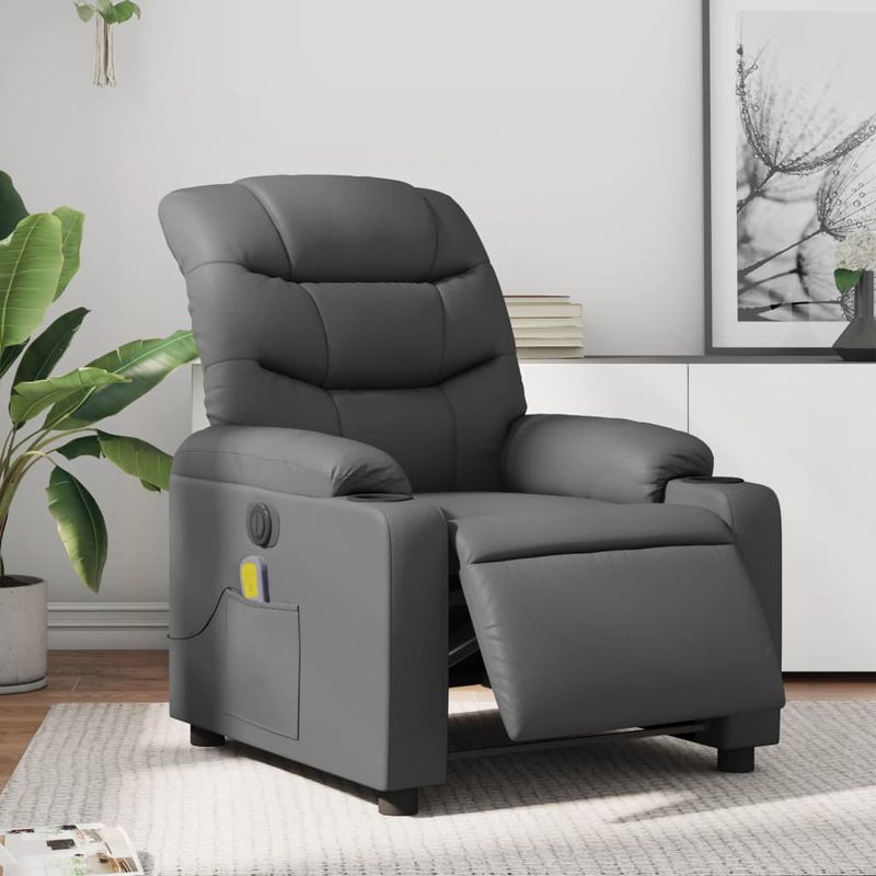 Ingrijire personala si Cosmetice - Sanatate si wellness - Articole wellness - Fotolii de masaj - Fotoliu de masaj electric rabatabil, gri, piele ecologica - Infinity.ro