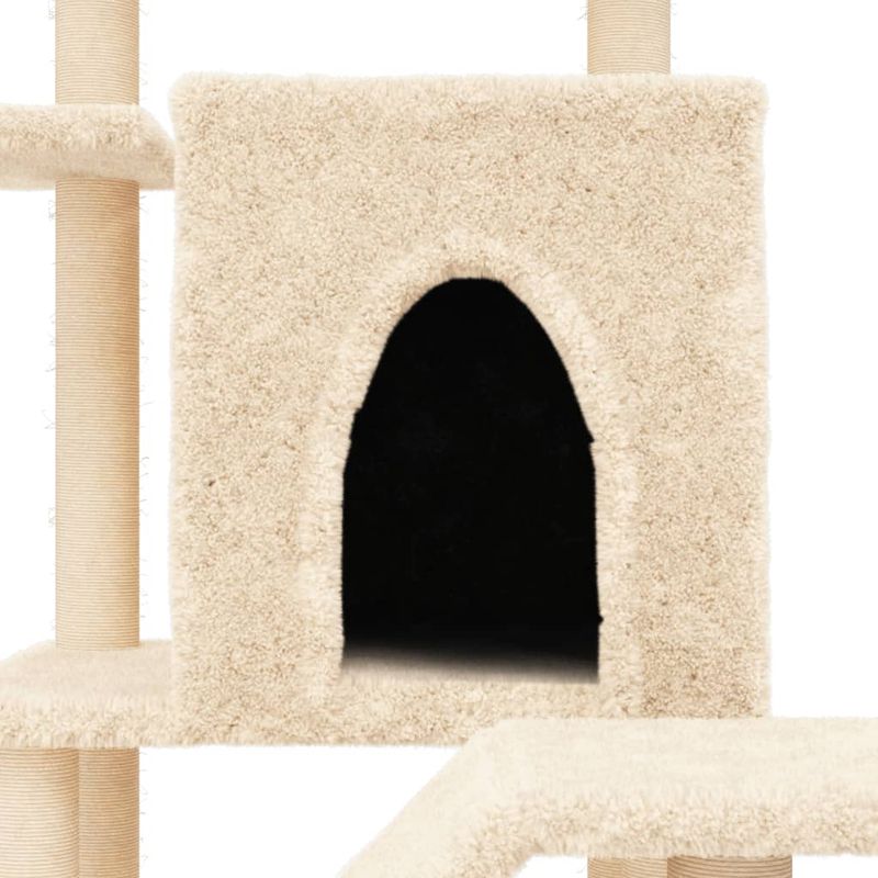 Petshop - Accesorii petshop - Jucarii animale - Ansambluri de joaca - Ansamblu de pisici cu stalpi din funie de sisal, crem, 97 cm - Infinity.ro