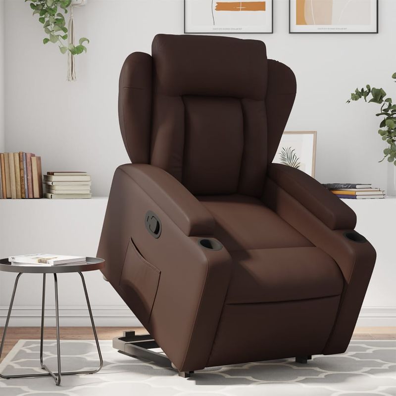 Casa si Gradina - Mobilier - Scaune si fotolii - Fotolii - Fotoliu rabatabil cu ridicare, maro, piele ecologica - Infinity.ro