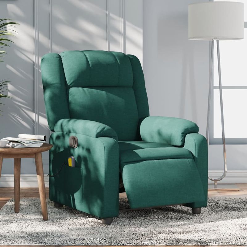 Ingrijire personala si Cosmetice - Sanatate si wellness - Articole wellness - Fotolii de masaj - Fotoliu electric de masaj rabatabil, verde inchis, textil - Infinity.ro