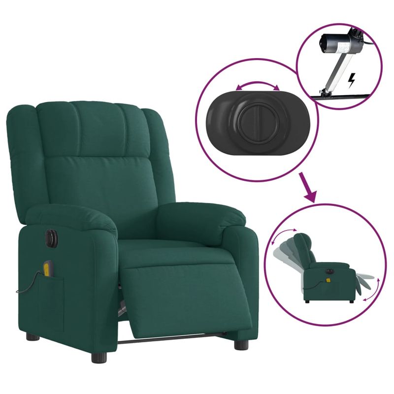 Ingrijire personala si Cosmetice - Sanatate si wellness - Articole wellness - Fotolii de masaj - Fotoliu electric de masaj rabatabil, verde inchis, textil - Infinity.ro