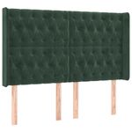 Casa si Gradina - Mobilier - Paturi si accesorii - Accesorii paturi - Tablie pat cu aripioare verde inchis 163x16x118/128 cm catifea - Infinity.ro