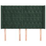Casa si Gradina - Mobilier - Paturi si accesorii - Accesorii paturi - Tablie pat cu aripioare verde inchis 163x16x118/128 cm catifea - Infinity.ro