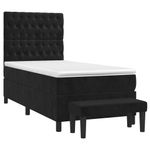 Casa si Gradina - Mobilier - Paturi si accesorii - Paturi - Pat box spring cu saltea, negru, 90x190 cm, catifea - Infinity.ro