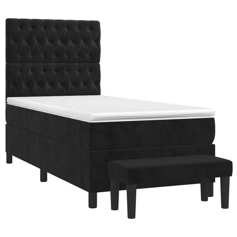 Casa si Gradina - Mobilier - Paturi si accesorii - Paturi - Pat box spring cu saltea, negru, 90x190 cm, catifea - Infinity.ro
