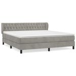 Casa si Gradina - Mobilier - Paturi si accesorii - Paturi - Pat box spring cu saltea, gri deschis, 180x200 cm, catifea - Infinity.ro