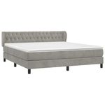 Casa si Gradina - Mobilier - Paturi si accesorii - Paturi - Pat box spring cu saltea, gri deschis, 180x200 cm, catifea - Infinity.ro
