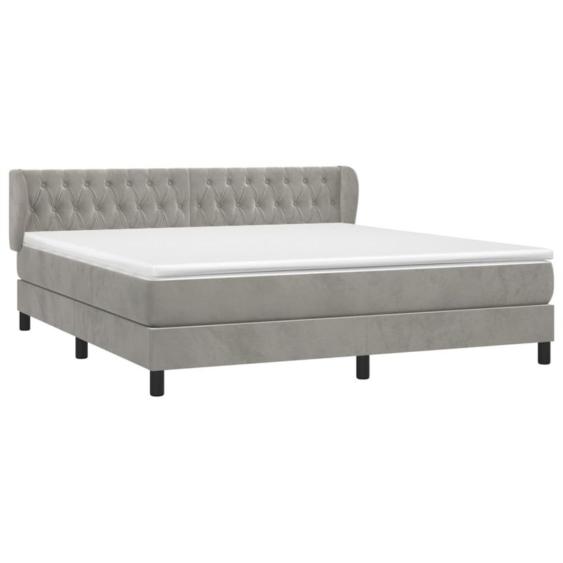 Casa si Gradina - Mobilier - Paturi si accesorii - Paturi - Pat box spring cu saltea, gri deschis, 180x200 cm, catifea - Infinity.ro