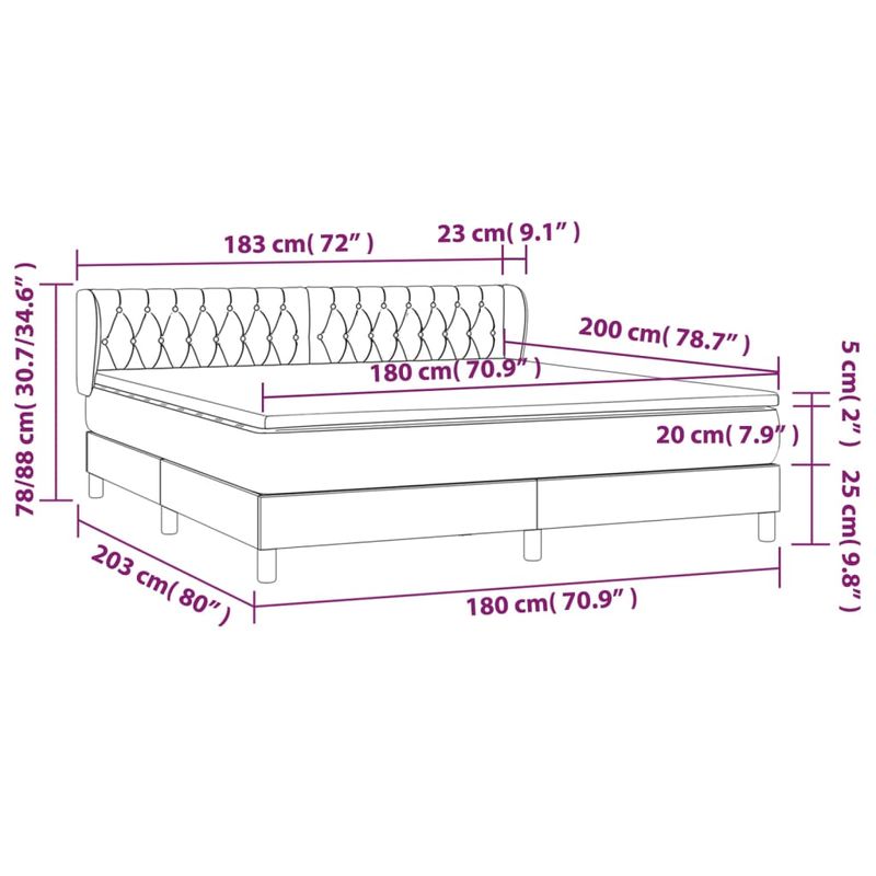 Casa si Gradina - Mobilier - Paturi si accesorii - Paturi - Pat box spring cu saltea, gri deschis, 180x200 cm, catifea - Infinity.ro
