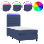 Casa si Gradina - Mobilier - Paturi si accesorii - Paturi - Pat cu arcuri, saltea si LED, albastru, 90x190 cm, textil - Infinity.ro