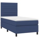 Casa si Gradina - Mobilier - Paturi si accesorii - Paturi - Pat cu arcuri, saltea si LED, albastru, 90x190 cm, textil - Infinity.ro