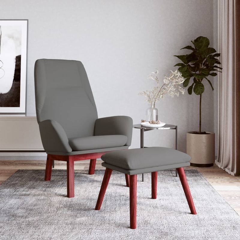 Casa si Gradina - Mobilier - Scaune si fotolii - Fotolii - Fotoliu de relaxare cu taburet, gri deschis, textil - Infinity.ro