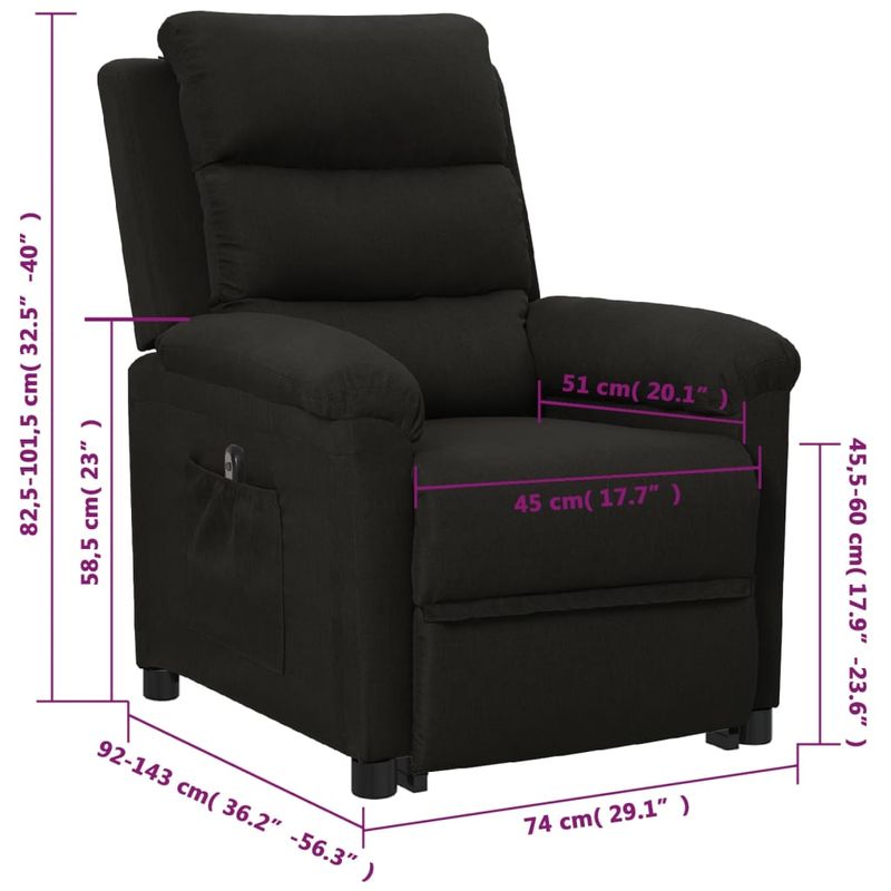 Casa si Gradina - Mobilier - Scaune si fotolii - Fotolii - Fotoliu cu ridicare, negru, material textil - Infinity.ro