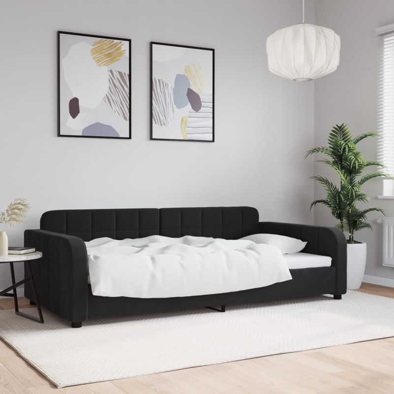 Casa si Gradina - Mobilier - Paturi si accesorii - Paturi - Pat de zi, negru, 100x200 cm, catifea - Infinity.ro