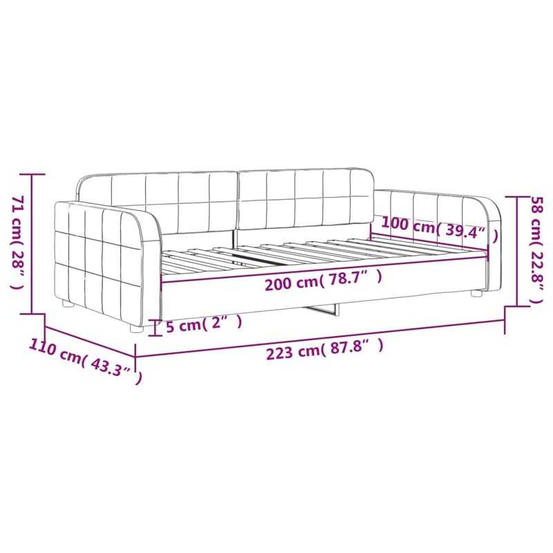 Casa si Gradina - Mobilier - Paturi si accesorii - Paturi - Pat de zi, negru, 100x200 cm, catifea - Infinity.ro