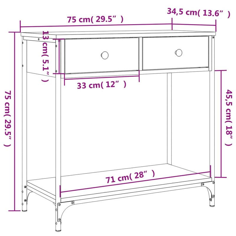 Casa si Gradina - Mobilier - Comode si corpuri - Console - Masa consola, stejar sonoma, 75x34,5x75 cm, lemn prelucrat - Infinity.ro