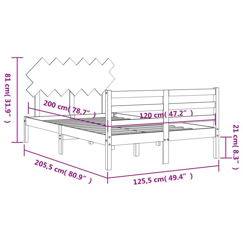 Casa si Gradina - Mobilier - Paturi si accesorii - Paturi - Cadru de pat cu tablie single mic, 120x200 cm, lemn masiv - Infinity.ro