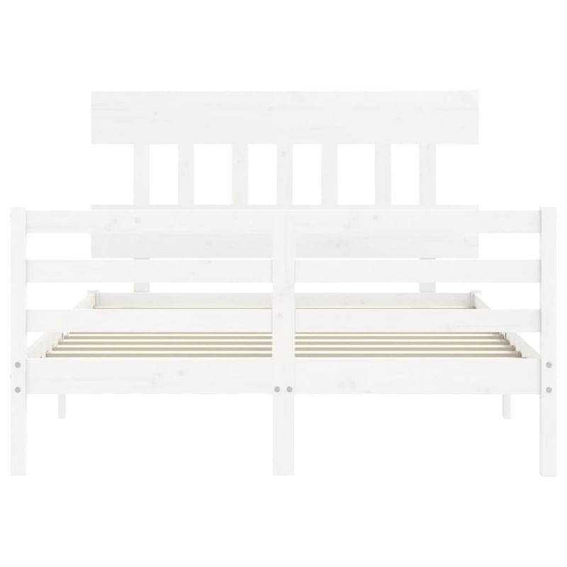 Casa si Gradina - Mobilier - Paturi si accesorii - Paturi - Cadru de pat cu tablie single mic, alb, 120x200 cm, lemn masiv - Infinity.ro