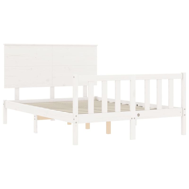 Casa si Gradina - Mobilier - Paturi si accesorii - Paturi - Cadru de pat cu tablie single mic, alb, 140x200 cm, lemn masiv - Infinity.ro