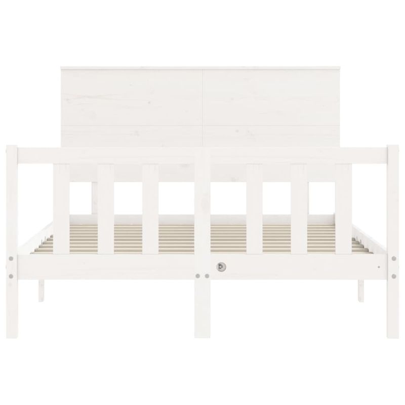Casa si Gradina - Mobilier - Paturi si accesorii - Paturi - Cadru de pat cu tablie single mic, alb, 140x200 cm, lemn masiv - Infinity.ro