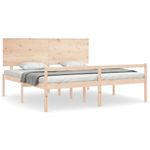 Casa si Gradina - Mobilier - Paturi si accesorii - Paturi - Cadru de pat senior cu tablie single mic, 200x200 cm, lemn masiv - Infinity.ro