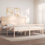 Casa si Gradina - Mobilier - Paturi si accesorii - Paturi - Cadru de pat senior cu tablie single mic, 200x200 cm, lemn masiv - Infinity.ro