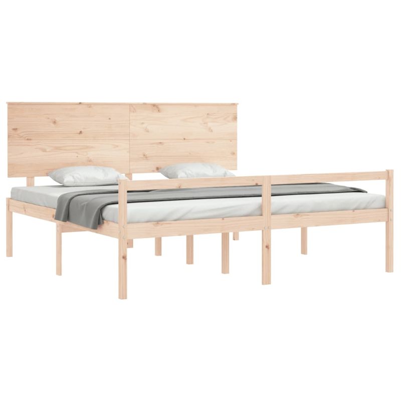 Casa si Gradina - Mobilier - Paturi si accesorii - Paturi - Cadru de pat senior cu tablie single mic, 200x200 cm, lemn masiv - Infinity.ro