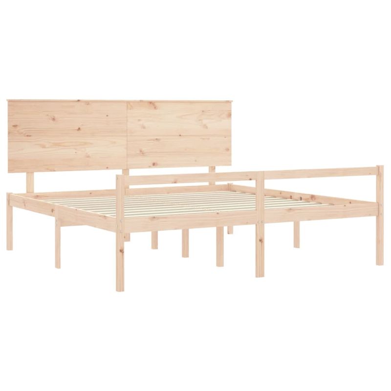 Casa si Gradina - Mobilier - Paturi si accesorii - Paturi - Cadru de pat senior cu tablie single mic, 200x200 cm, lemn masiv - Infinity.ro
