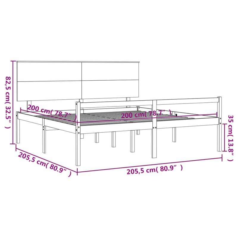 Casa si Gradina - Mobilier - Paturi si accesorii - Paturi - Cadru de pat senior cu tablie single mic, 200x200 cm, lemn masiv - Infinity.ro