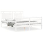 Casa si Gradina - Mobilier - Paturi si accesorii - Paturi - Cadru de pat cu tablie single mic, alb, 160x200 cm, lemn masiv - Infinity.ro