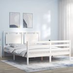 Casa si Gradina - Mobilier - Paturi si accesorii - Paturi - Cadru de pat cu tablie single mic, alb, 160x200 cm, lemn masiv - Infinity.ro