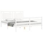 Casa si Gradina - Mobilier - Paturi si accesorii - Paturi - Cadru de pat cu tablie single mic, alb, 160x200 cm, lemn masiv - Infinity.ro