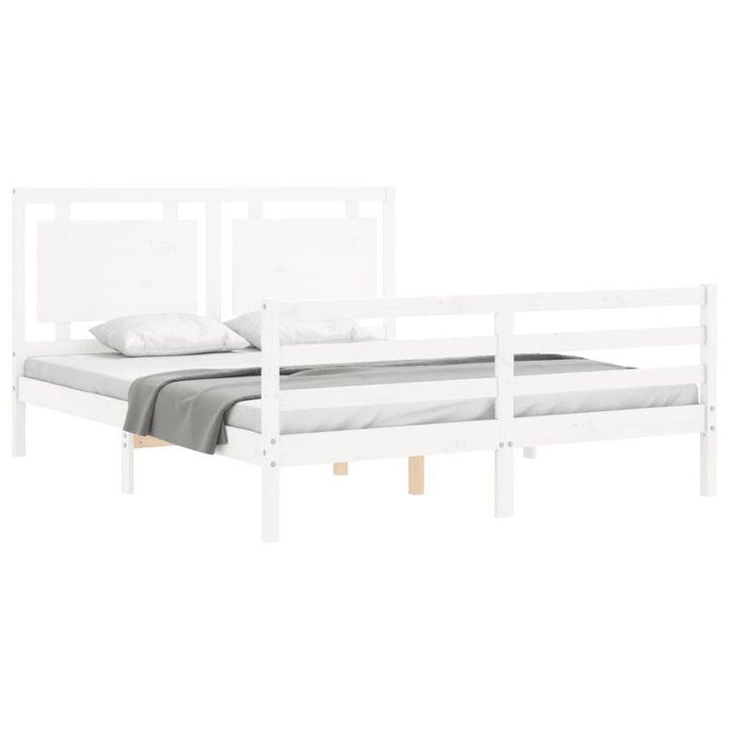 Casa si Gradina - Mobilier - Paturi si accesorii - Paturi - Cadru de pat cu tablie single mic, alb, 160x200 cm, lemn masiv - Infinity.ro