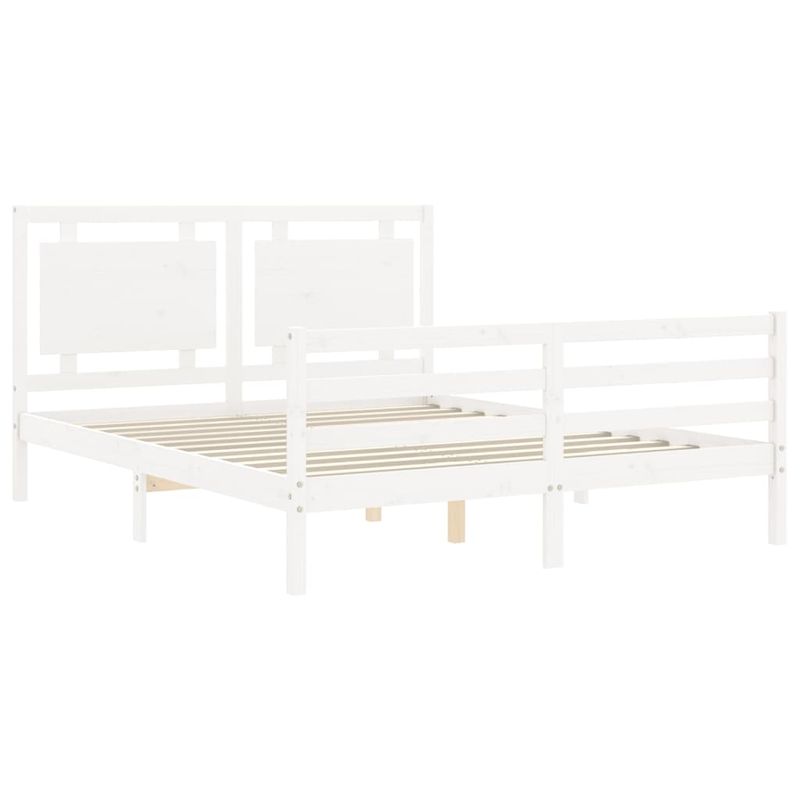 Casa si Gradina - Mobilier - Paturi si accesorii - Paturi - Cadru de pat cu tablie single mic, alb, 160x200 cm, lemn masiv - Infinity.ro
