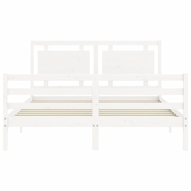 Casa si Gradina - Mobilier - Paturi si accesorii - Paturi - Cadru de pat cu tablie single mic, alb, 160x200 cm, lemn masiv - Infinity.ro