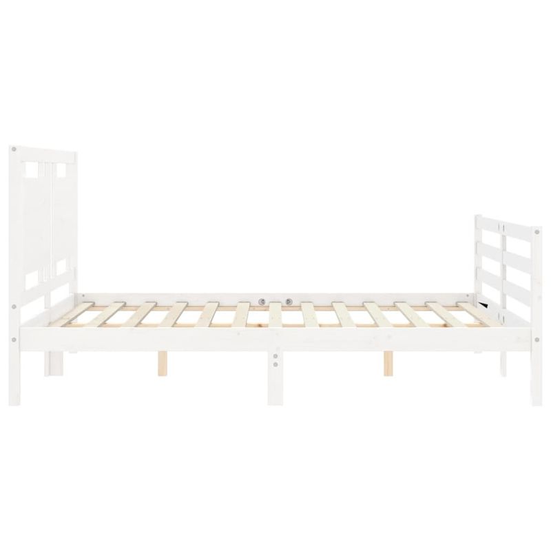 Casa si Gradina - Mobilier - Paturi si accesorii - Paturi - Cadru de pat cu tablie single mic, alb, 160x200 cm, lemn masiv - Infinity.ro