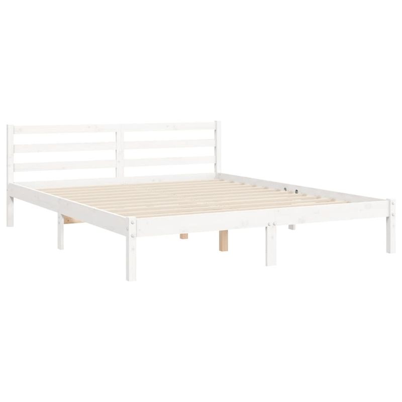 Casa si Gradina - Mobilier - Paturi si accesorii - Paturi - Cadru de pat cu tablie single mic, alb, 160x200 cm, lemn masiv - Infinity.ro