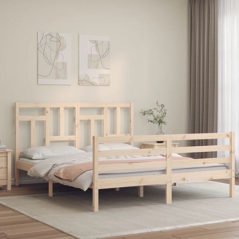 Casa si Gradina - Mobilier - Paturi si accesorii - Paturi - Cadru de pat cu tablie single mic, 160x200 cm, lemn masiv - Infinity.ro