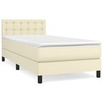 Casa si Gradina - Mobilier - Paturi si accesorii - Paturi - Pat continental cu saltea, crem, 90x200 cm, piele ecologica - Infinity.ro