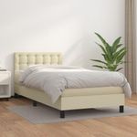 Casa si Gradina - Mobilier - Paturi si accesorii - Paturi - Pat continental cu saltea, crem, 90x200 cm, piele ecologica - Infinity.ro