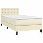 Casa si Gradina - Mobilier - Paturi si accesorii - Paturi - Pat continental cu saltea, crem, 90x200 cm, piele ecologica - Infinity.ro
