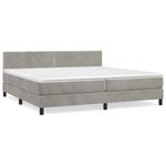 Casa si Gradina - Mobilier - Paturi si accesorii - Paturi - Pat continental cu saltea, gri deschis, 200x200 cm, catifea - Infinity.ro