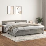Casa si Gradina - Mobilier - Paturi si accesorii - Paturi - Pat continental cu saltea, gri deschis, 200x200 cm, catifea - Infinity.ro