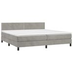 Casa si Gradina - Mobilier - Paturi si accesorii - Paturi - Pat continental cu saltea, gri deschis, 200x200 cm, catifea - Infinity.ro