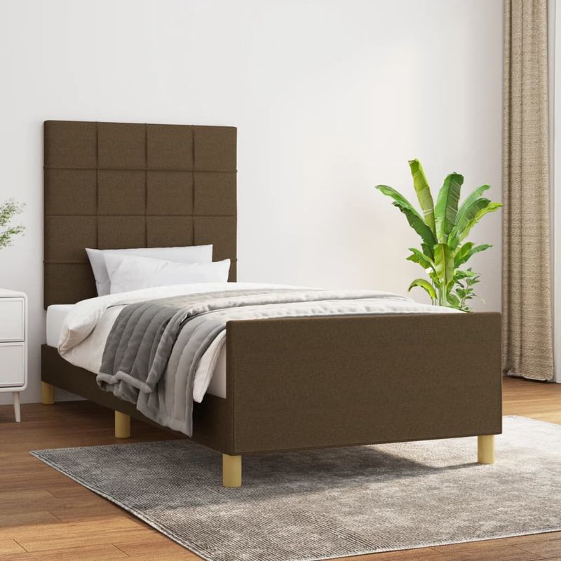 Casa si Gradina - Mobilier - Paturi si accesorii - Paturi - Cadru de pat cu tablie, maro inchis, 80x200 cm, textil - Infinity.ro