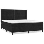 Casa si Gradina - Mobilier - Paturi si accesorii - Paturi - Pat box spring cu saltea, negru, 160x200 cm, catifea - Infinity.ro