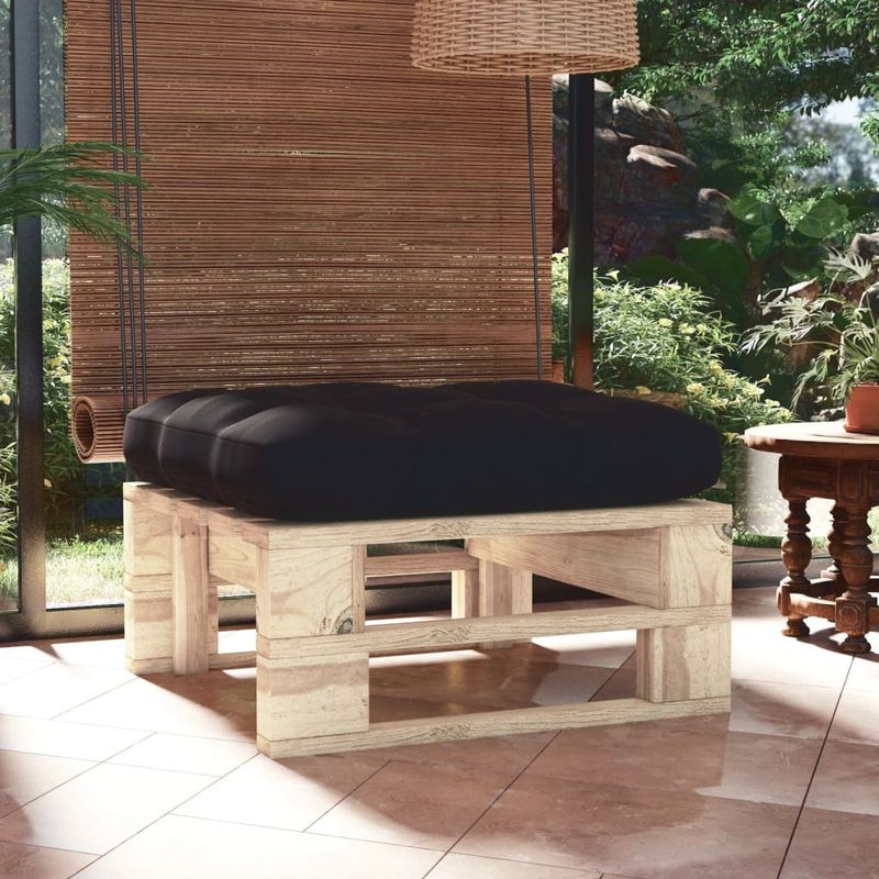 Casa si Gradina - Gradina si terasa - Mobilier exterior - Canapele si fotolii gradina - Otoman de gradina din paleti, lemn de pin tratat, negru, model taburet - Infinity.ro